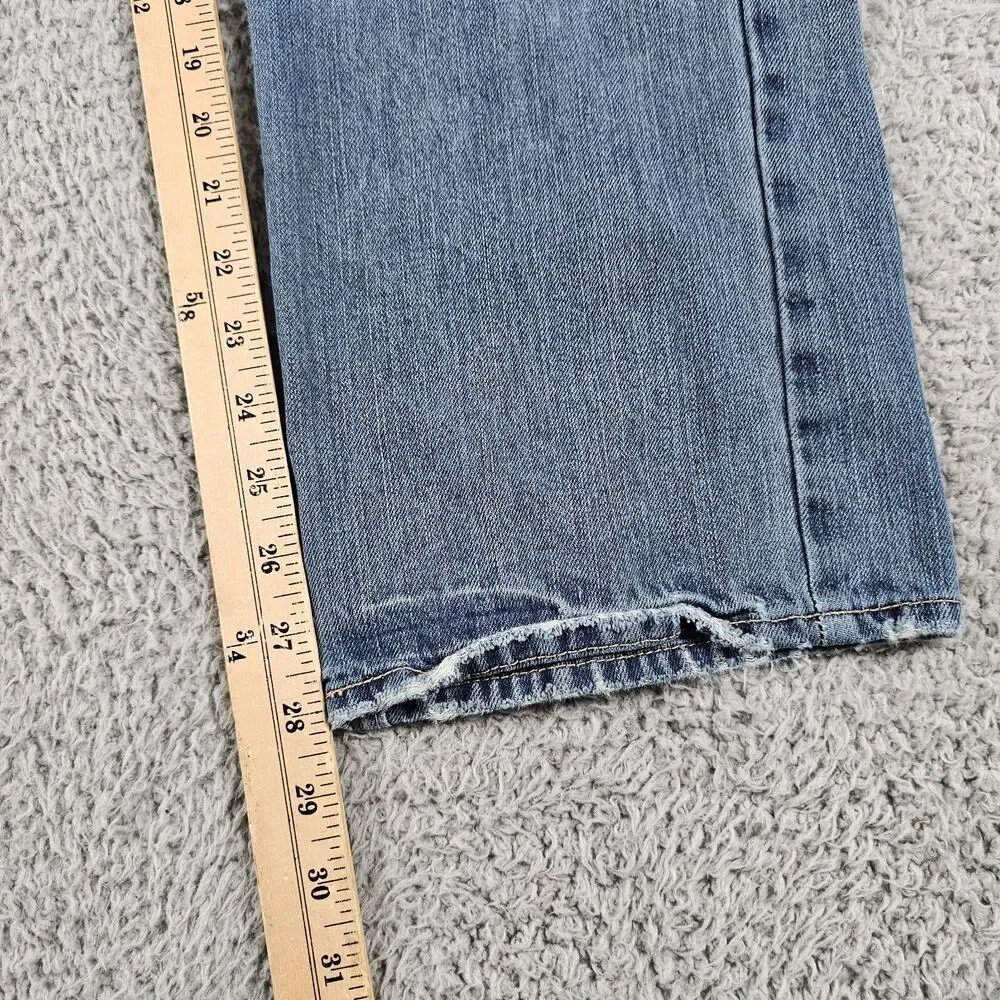 American Eagle Jeans Mens 30x28 Relaxed Straight Distressed Whiskering Faded